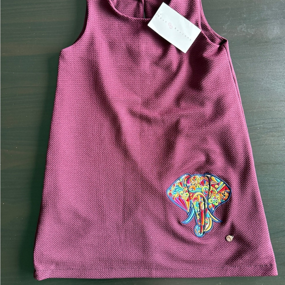 Purple Tank Top with Colorful Elephant Design